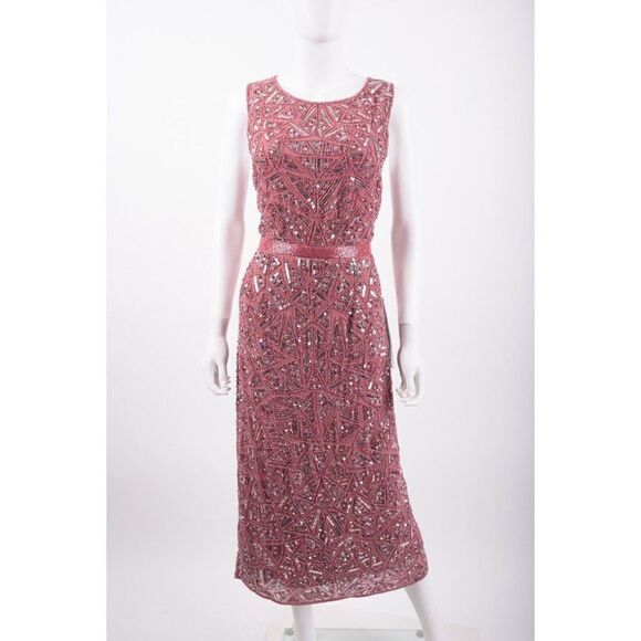 MacDuggal Womans Evening Dress Gown 93550D Sz10 Rosewood Pink Silver Sequin NWT - Picture 1 of 6